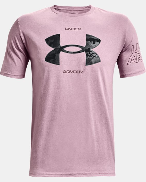Men's UA ABC Camo Fill Big Logo Short Sleeve, Pink, pdpMainDesktop image number 4